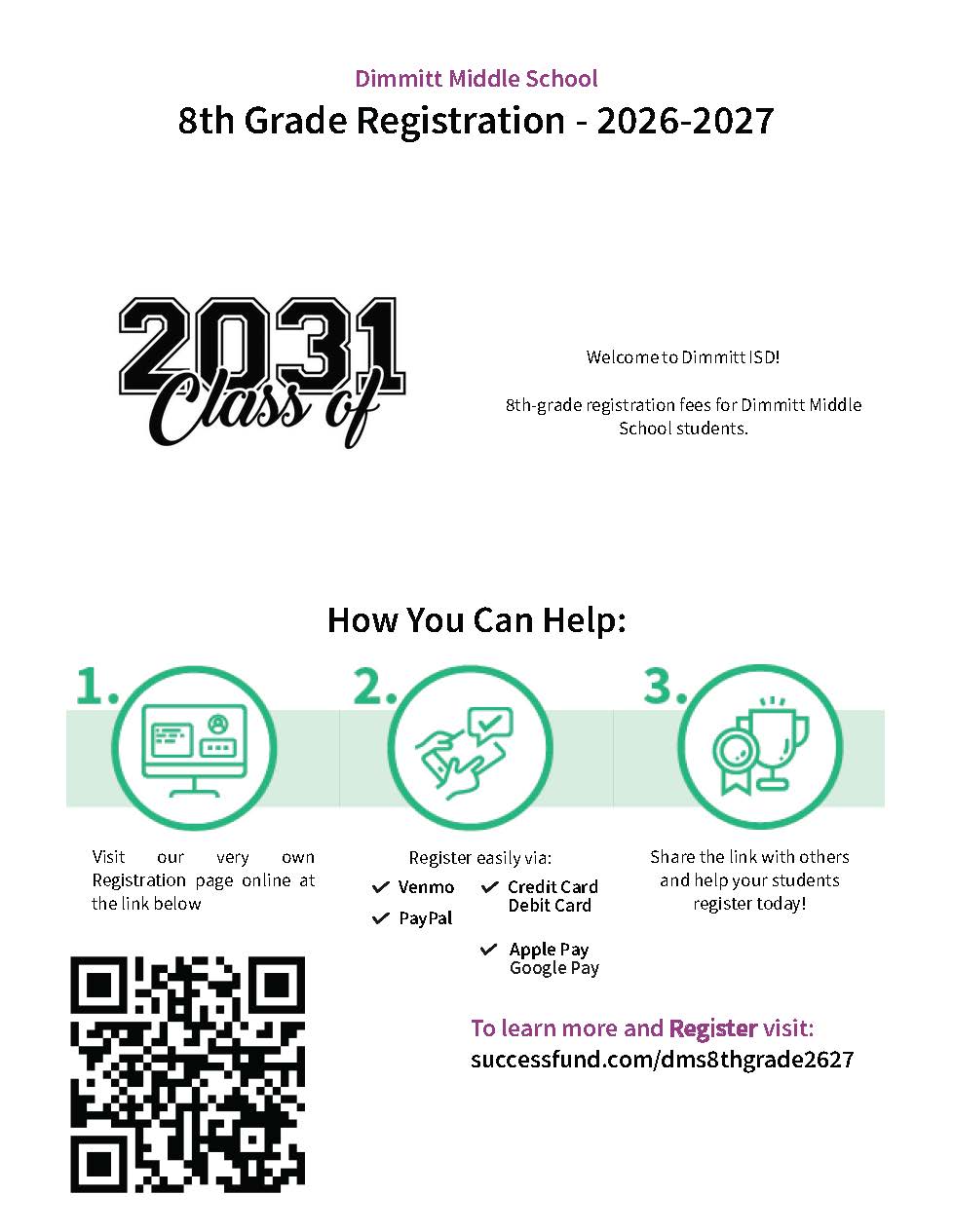 8th Grade Registration Fees